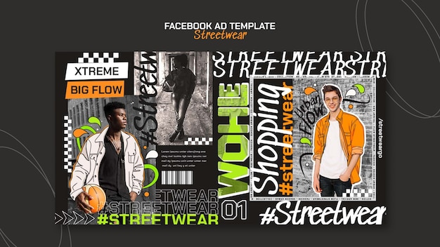 Modello promozionale sui social media per lo shopping di moda streetwear