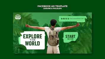 Free PSD social media promo template for travel and adventure with vegetation