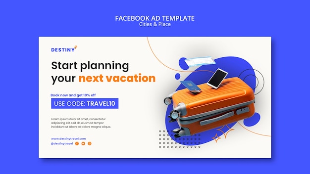 Free PSD social media promo template for traveling