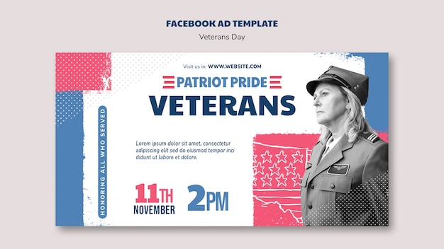 Free PSD social media promo template for usa veteran's day celebration