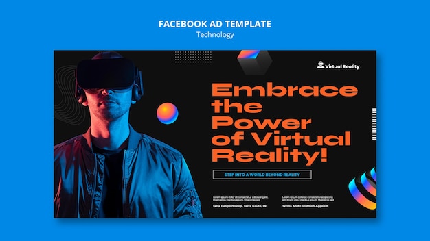 Free PSD social media promo template for virtual reality technology