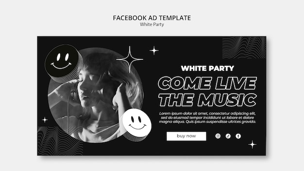Social Media Promo Template for White Party – Free Stock Photo Download