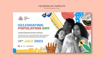 PSD gratuito modello promozionale dei social media per la celebrazione della giornata mondiale della popolazione