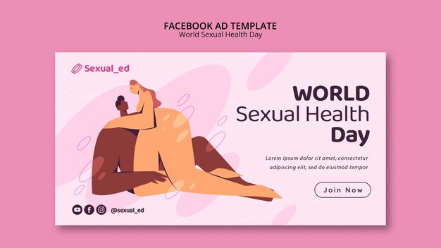 Social media promo template for world sexual health day with nude couple