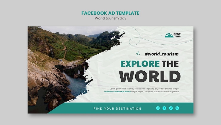 Free PSD social media promo template for world tourism day