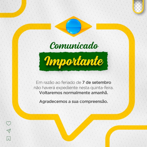 Free PSD social media psd template independence of brazil september 7 important announcement