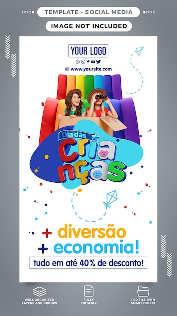 Free PSD social media stories children's day more fun and economy