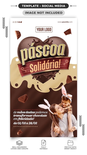 PSD gratuito storie sui social media pasqua solidale per le donazioni