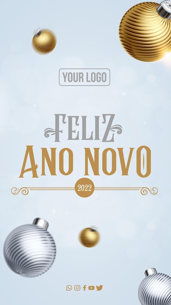 Social media stories happy new year 2022 in brazil