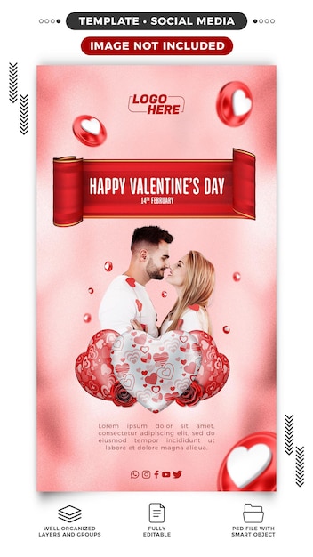 Free PSD social media stories happy valentines day