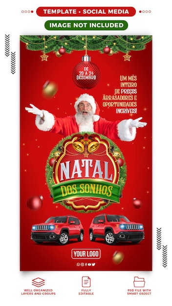 Storie sui social media instagram sogno di natale per l'agenzia di auto