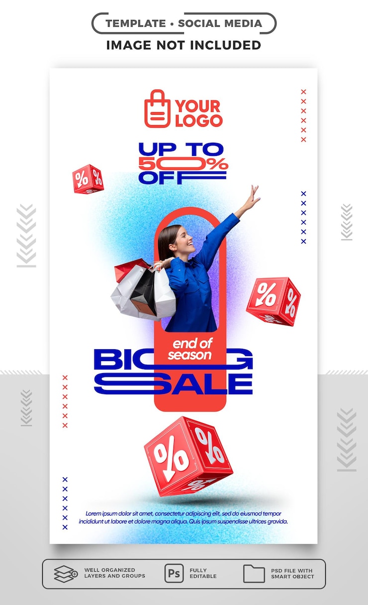 Free PSD social media stories instagram end of season big sale