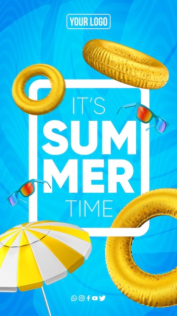 Free PSD social media stories its summer time
