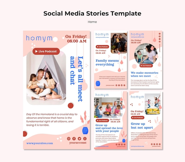 Free PSD social media stories of quality time with family template