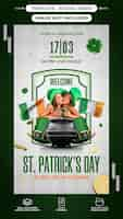 Free PSD social media stories saint patricks day party with free drink