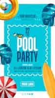 PSD gratuito storie sui social media festa in piscina estiva