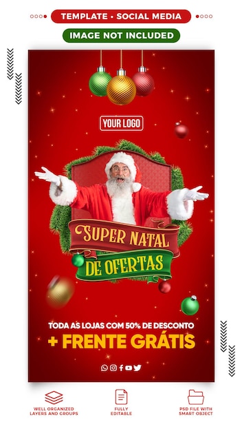 Social media stories super natal of offers for sales campaign in brazil