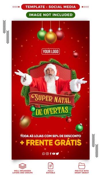 Social media stories super natal of offers for sales campaign in Brazil