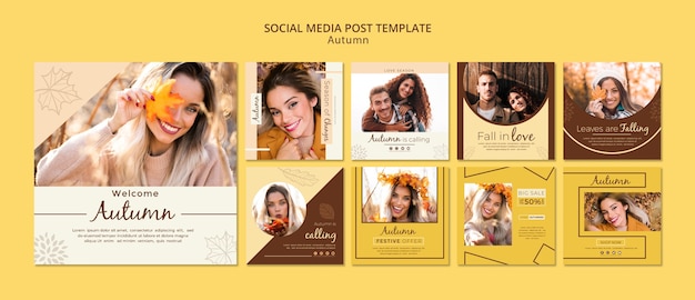 Free PSD social media stories template for autumn photos and girls