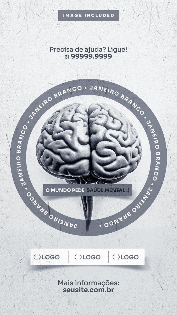Free PSD social media stories template campaign white january the world asks for mental health
