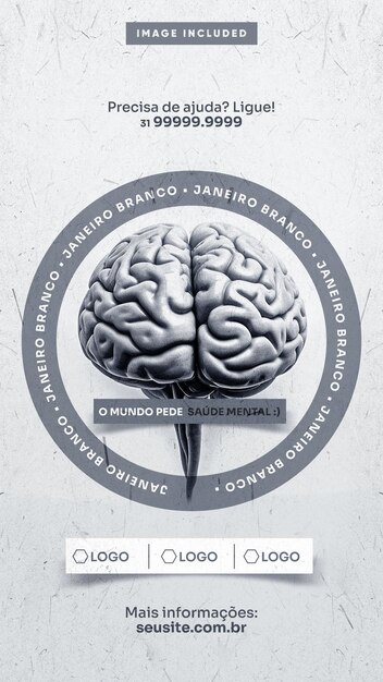 Social media stories template campaign white January the world asks for mental health
