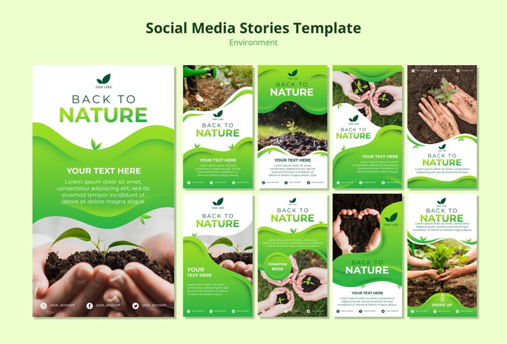 Free PSD social media stories template of nature