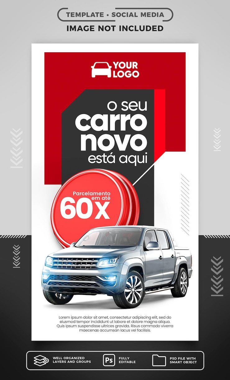 Free PSD social media stories template your new car is here