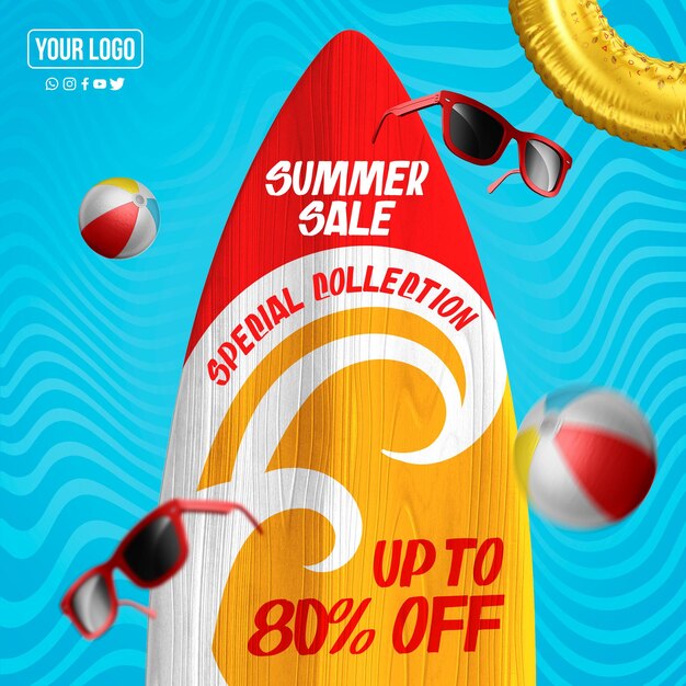 Social media summer sale special discount up to 80 off