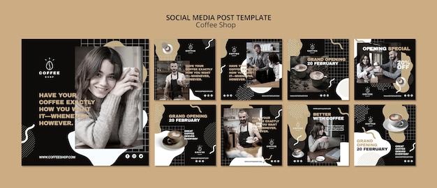 Концепция шаблона социальных медиа для кафе