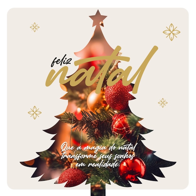 Social media template feed merry christmas with christmas tree