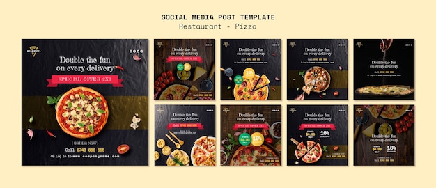 PSD gratuito modello di social media per ristorante pizzeria