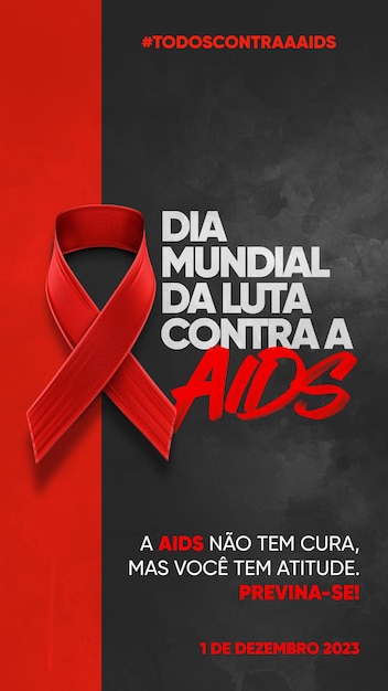 PSD gratuito storie modello sui social media giornata mondiale contro l'aids
