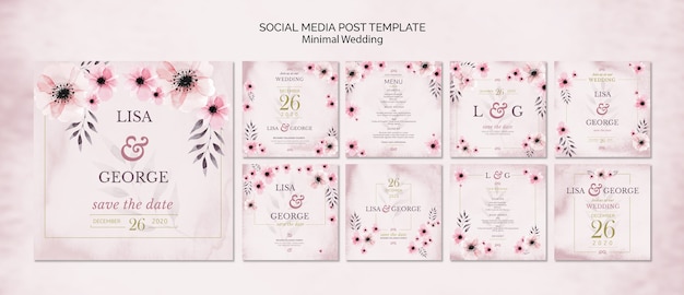 無料PSD ソーシャルメディアの結婚式の招待状のテンプレート