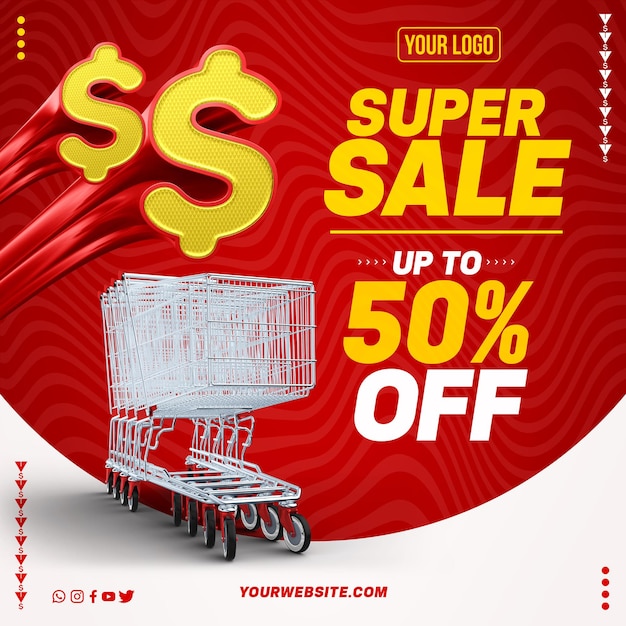 Free PSD social networks feed supersale supermarkets with up to 50 off