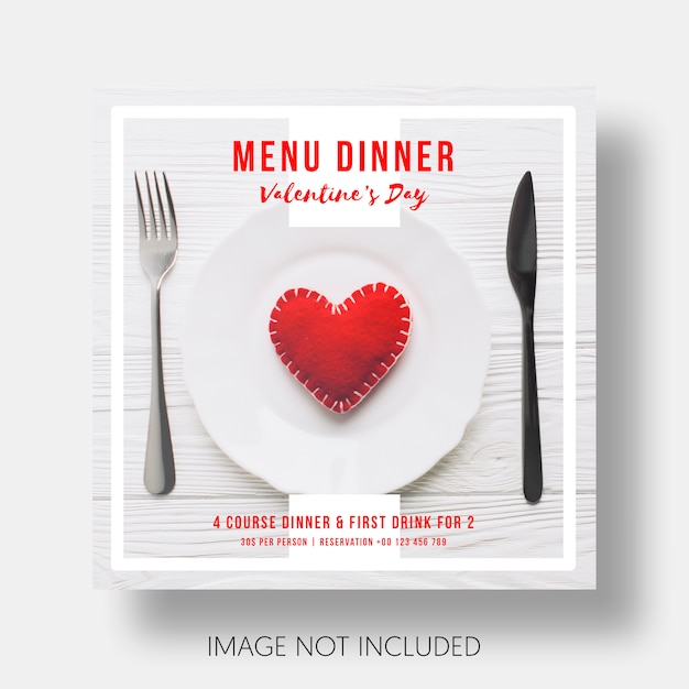 Free PSD social template restaurant valentine's day