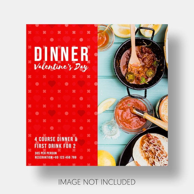 Free PSD social template restaurant valentine's day