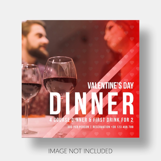 Free PSD social template restaurant valentine's day
