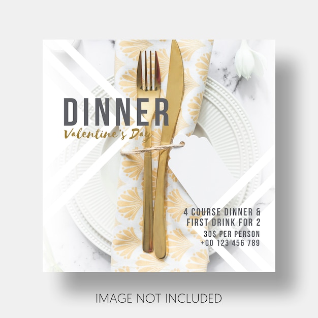 Free PSD social template restaurant valentine's day