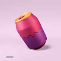 Free PSD soda can icon isolated 3d render illustration