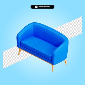 Sofa chair 3d render illustration isolated