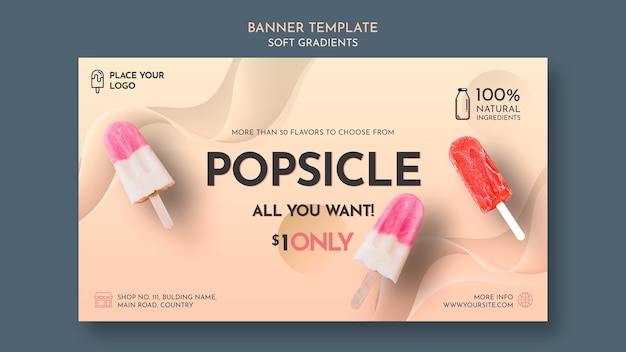 Soft gradient ice cream banner with photo
