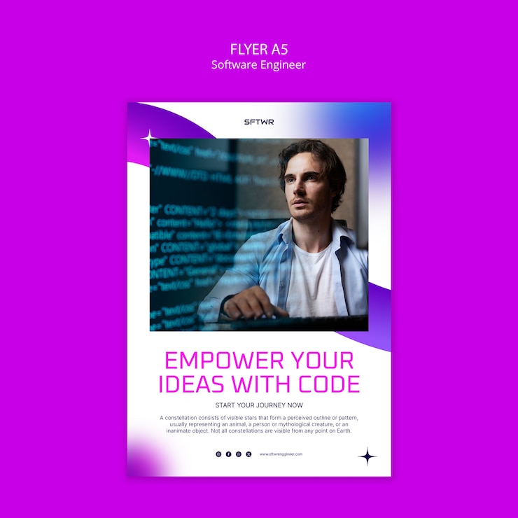 Free PSD software engineer  poster template