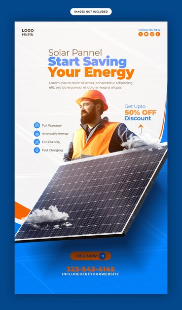 Solar energy panel and power saving Facebook and Instagram Story template