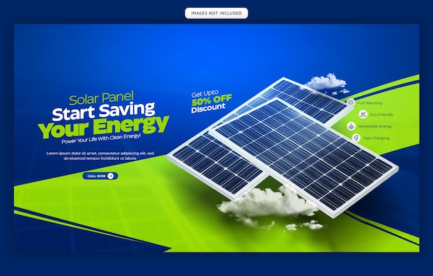solar energy panel and power saving web banner template