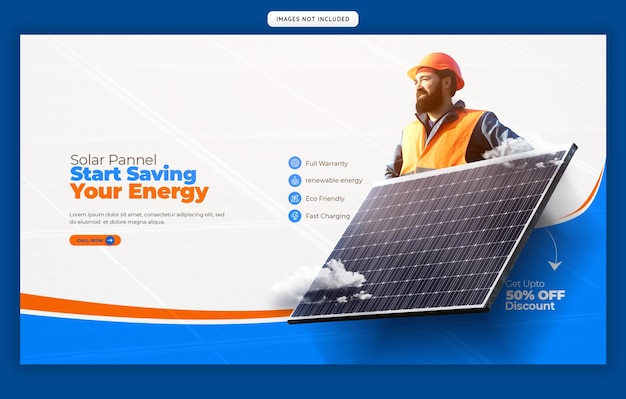 Solar energy panel and power saving Web banner template