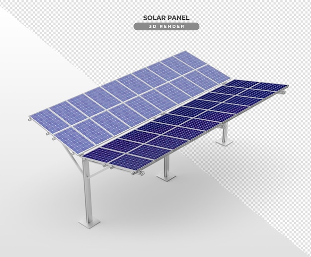 Бесплатный PSD Плиты солнечной энергии в формате автомобильной парковки в реалистичном 3d рендеринге