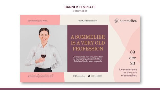 Modello di banner pubblicitario di sommelier