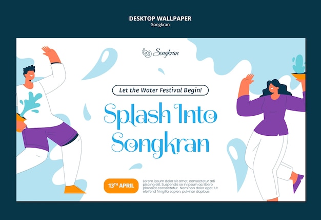 Free PSD songkran celebration desktop wallpaper  template