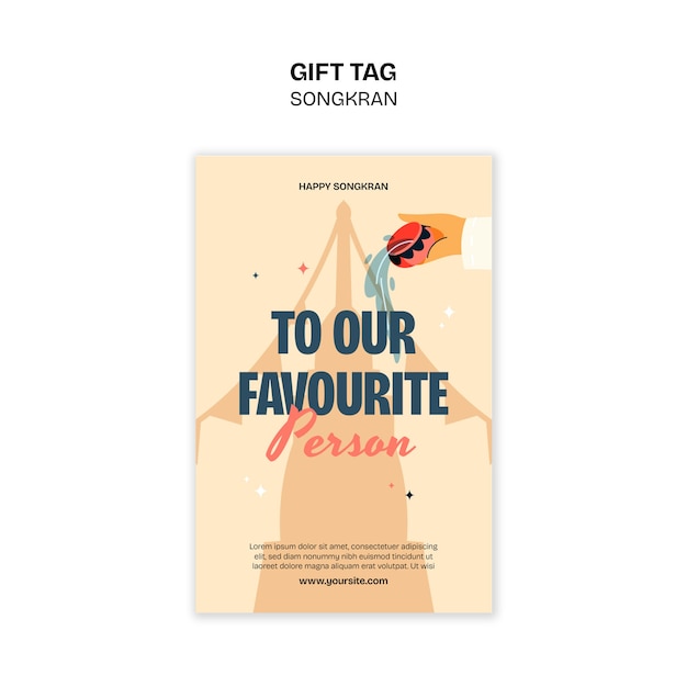 Free PSD songkran celebration gift tag