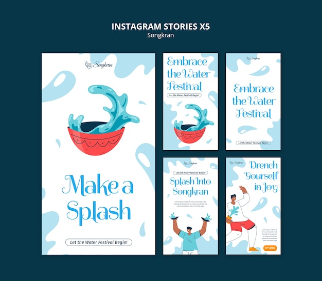 Free PSD songkran celebration instagram stories